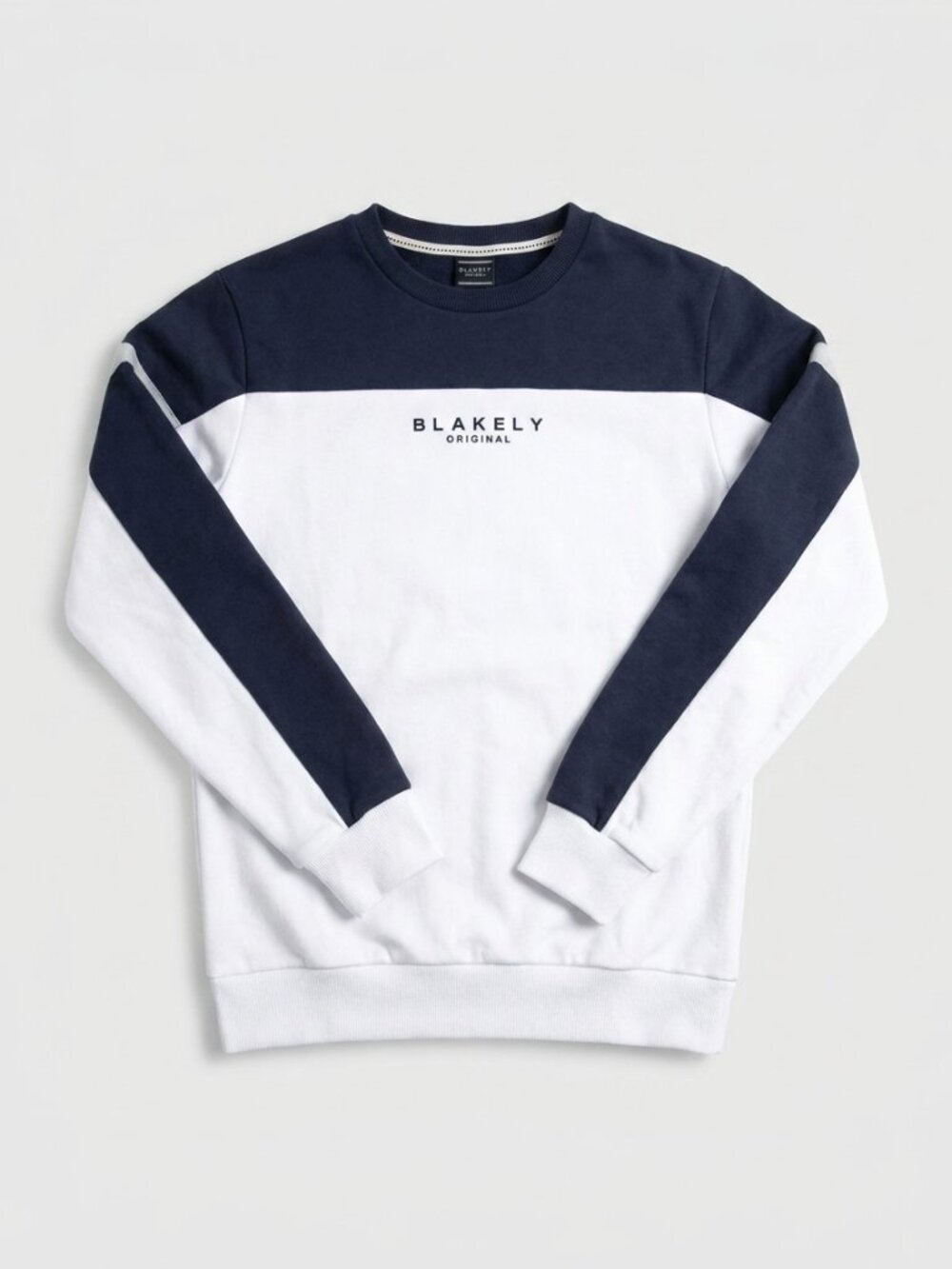 Blakely Original Color Block Sweatshirt Mens Medium Navy White Crewneck Pullover